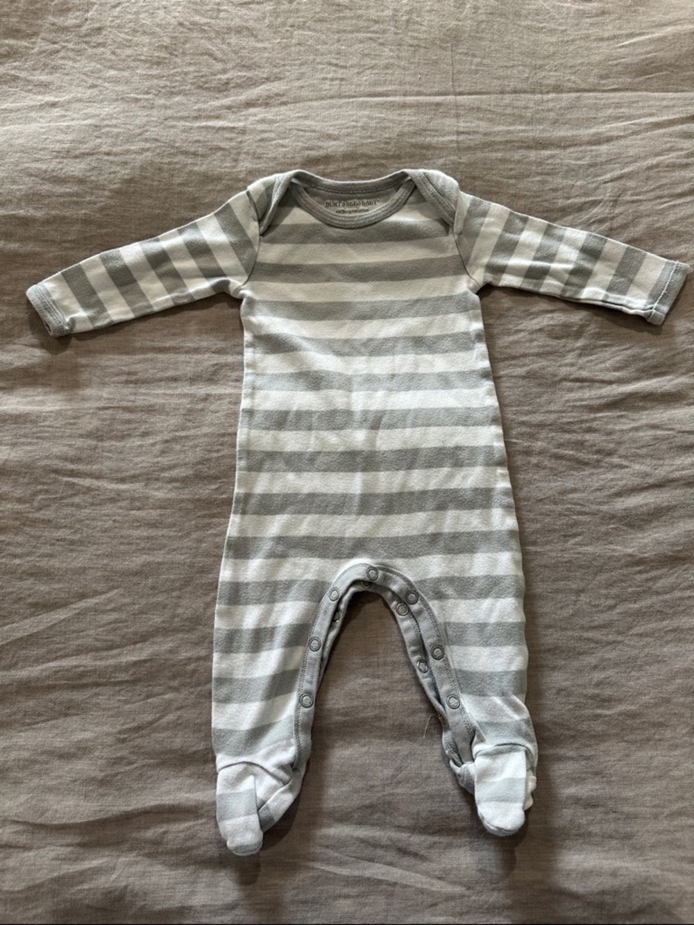 Burt's Bees Baby Gray & White Striped Footed One-Piece
